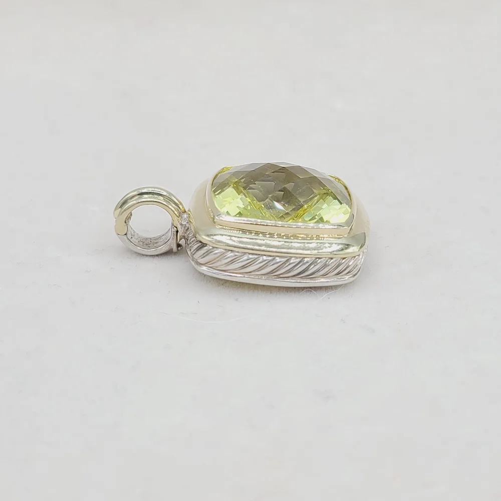 David Yurman Albion 20mm Lemon Citrine Pendant Enhancer With 18k Gold - Picture 6 of 7